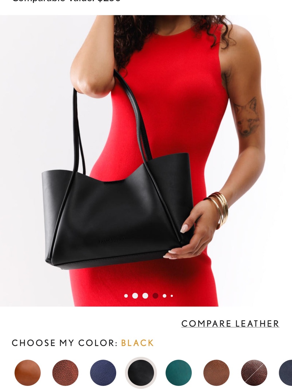 Portland Leather Black Structured Tote Medium Verona Tote - Picture 6 of 6